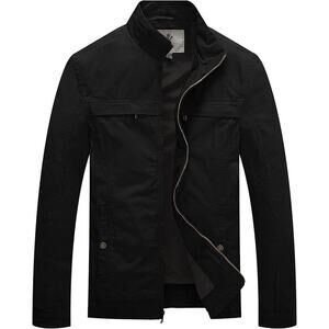 WenVen Men's Spring Canvas Military Style Jacket Lightweight Cotton Coat 2XL